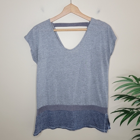 Mystree | Heathered Blue Top with Cutout Back - Picture 1 of 5